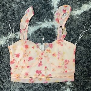 Kendall and Kylie floral pink tank and crop top with zipper in the back. Small